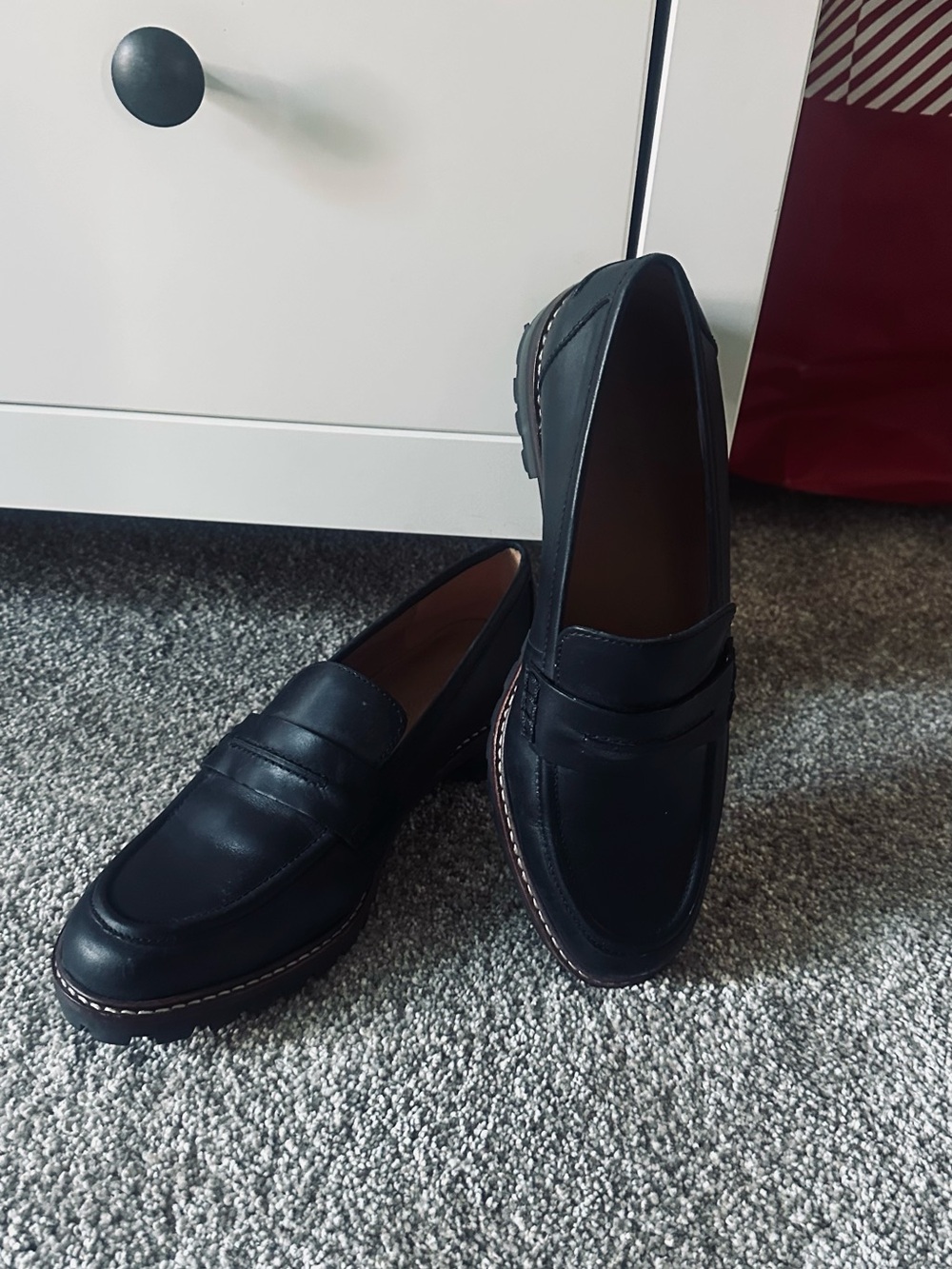 Madewell Black Leather Penny Loafers for Women